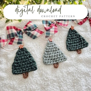 Christmas tree crochet pattern any yarn any hook holiday crochet pattern garland coaster crochet pattern applique Christmas crochet pattern