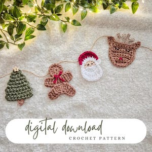 Crochet pattern Christmas bundle easy crochet pattern Christmas decoration gingerbreadman crochet pattern santa garland holiday crochet