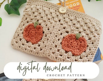 Crochet pattern book sleeve pumpkin Kindle case crochet pattern granny square pumpkin ereader sleeve fall crochet pattern autumn