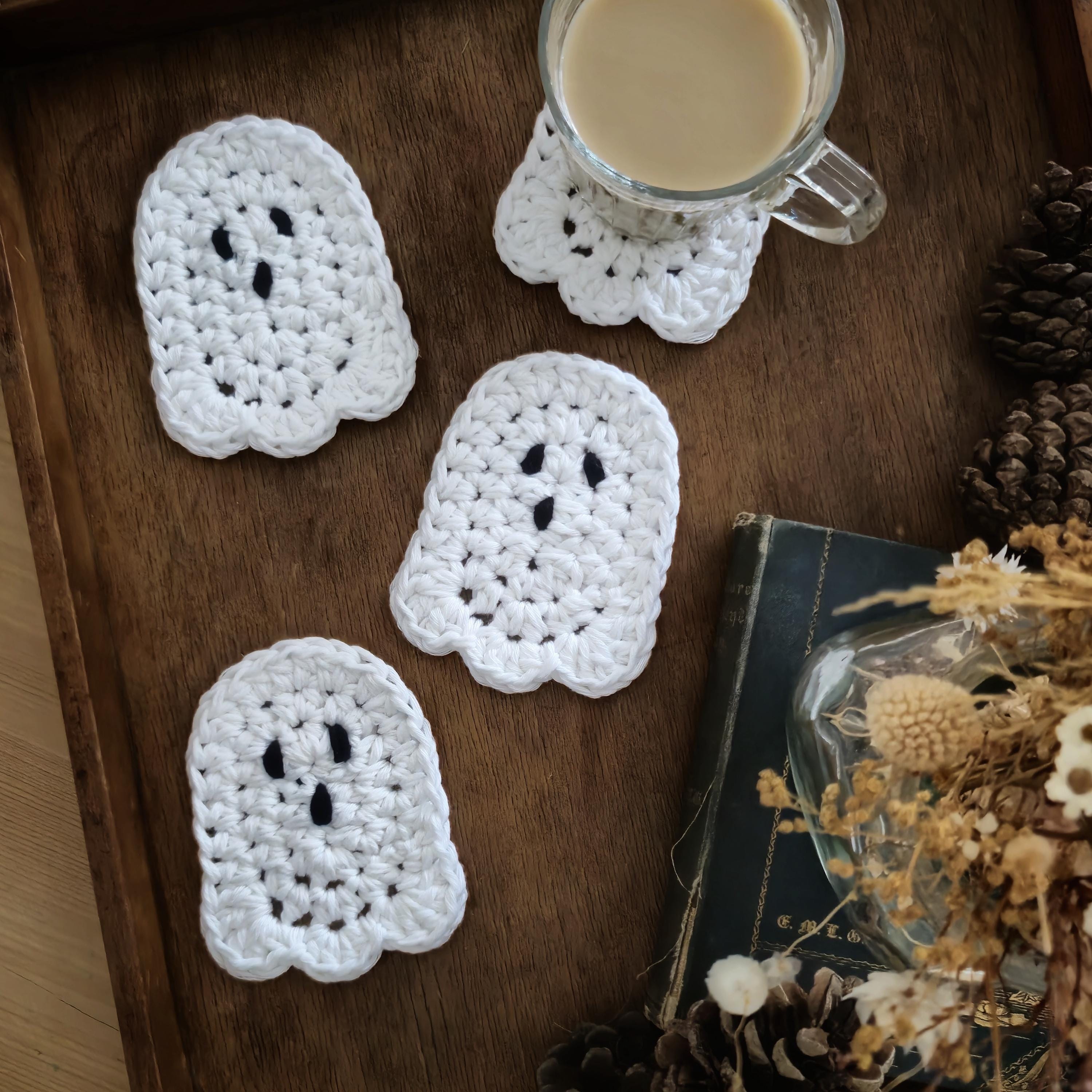 Crochet Ghost Coaster Pattern Halloween Crochet Pattern Halloween
