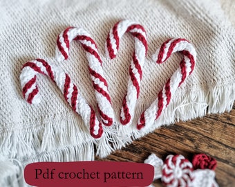 Patrón de crochet bastón de caramelo pdf / bastón de caramelo / patrón de crochet navideño