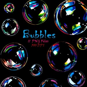 Bubbles clipart - png- transparent background- watercolor bubbles-instant download