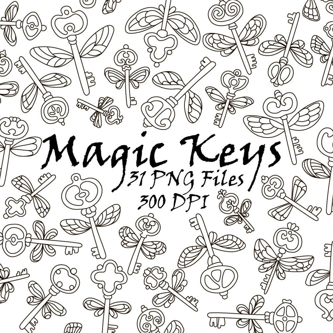 magic-keys-clipart-school-of-magic-set-of-magical-elements-png-etsy