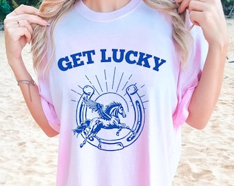 Unisex Comfort Colors OversizedT-shirt - Get Lucky, Vintage Tee, St. Patrick's Day Gift, Casual Wear, Lucky Charm Shirt
