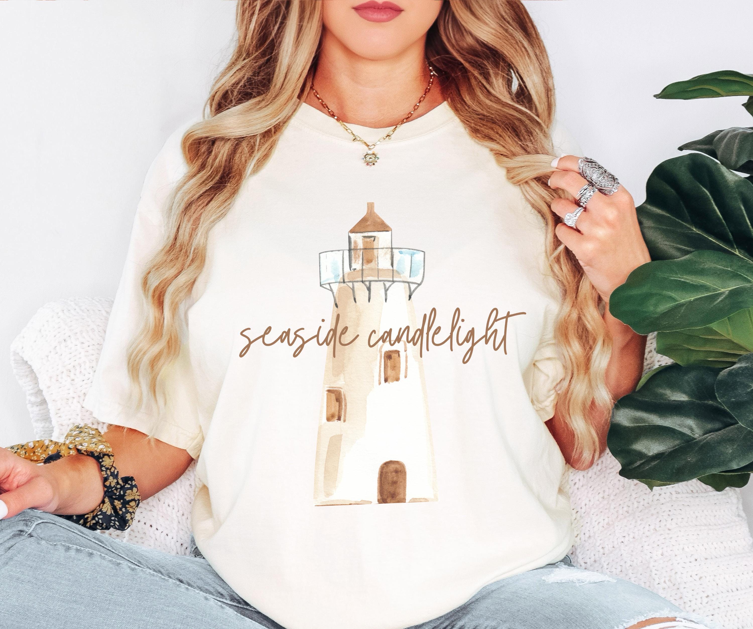 Comfort Colors® Seaside Lighthouse T-Shirt, Relaxed Coastal Wear, Gift for Beach Lovers, Summer Casual Tee, Lighthouse Art Top