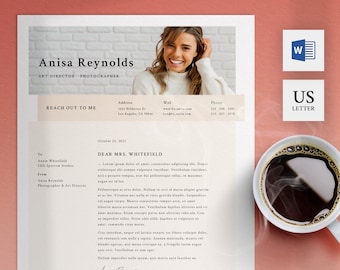 Cover Letter Template for Microsoft Word | US Letter Size One Page Application | Creative Motivational Letter Boho | Professional Cover Page