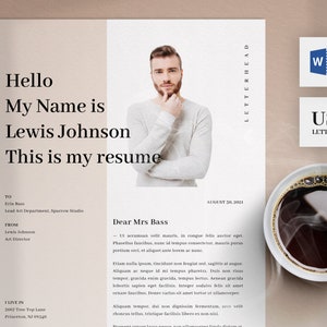 Plantilla de carta de presentación para Microsoft Word / US Letter Size One Page Application / Creative Motivational Letter Boho / Professional Cover Page