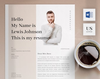 Cover Letter Template for Microsoft Word | US Letter Size One Page Application | Creative Motivational Letter Boho | Professional Cover Page
