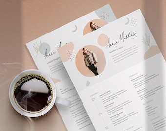 Plantilla de CV profesional / Plantilla de CV moderna Word / Diseño de CV de 2 páginas / Plantilla de CV con foto / Currículum vitae + Carta de presentación