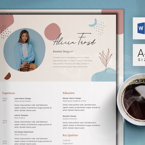 CV Template with Photo | Professional Resume Template Word | 2 Page Creative Resume and Cover Letter Template | Instant Download
