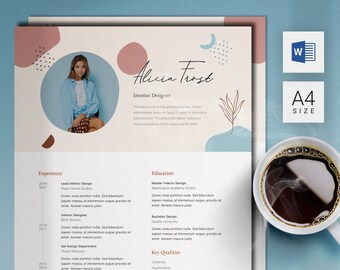 CV Template with Photo | Professional Resume Template Word | 2 Page Creative Resume and Cover Letter Template | Instant Download