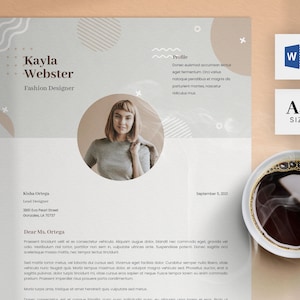 Plantilla de carta de presentación para Microsoft Word / US Letter Size One Page Application / Creative Motivational Letter Boho / Professional Cover Page