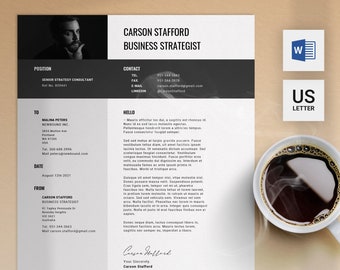 Cover Letter Template for Microsoft Word | US Letter Size One Page Application | Creative Motivational Letter Boho | Professional Cover Page