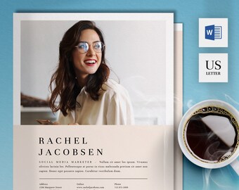 Professional Cover Letter Template with Photo | Two Page US Letter Size for Word | Application Cover Page | Motivational Letter Template