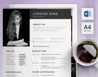 Professional Resume Template | Modern CV Template Word | 4 Page CV Design | Portfolio Template | CV Template with Photo | Curriculum Vitae