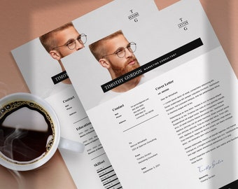 Professional Resume Template | Modern CV Template Word | 2 Page B&W CV Design | CV Template with Photo | Curriculum Vitae