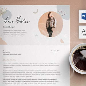 Plantilla de carta de presentación para Microsoft Word / A4 Tamaño aplicación de una página / Carta motivacional creativa Boho / Portada profesional