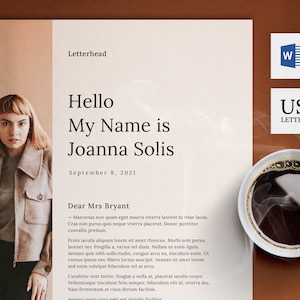 Plantilla de carta de presentación para Microsoft Word / US Letter Size One Page Application / Creative Motivational Letter Boho / Professional Cover Page