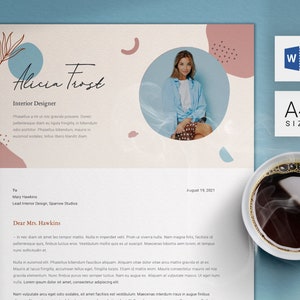 Plantilla de carta de presentación para Microsoft Word / A4 Tamaño aplicación de una página / Carta motivacional creativa Boho / Portada profesional