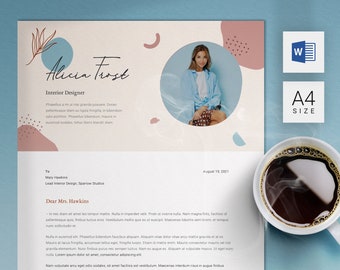 Cover Letter Template for Microsoft Word | A4 Size One Page Application | Creative Motivational Letter Boho | Professional Cover Page
