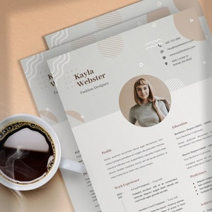 CV Template with Photo | Creative Resume Template Word | Professional Portfolio Template | 3 Page Resume and Cover Letter Template
