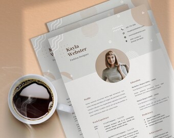 CV Template with Photo | Creative Resume Template Word | Professional Portfolio Template | 3 Page Resume and Cover Letter Template