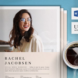 CV Template with Photo | Professional Resume Template Word | 3 Page Creative Resume and Cover Letter Template | Instant Download