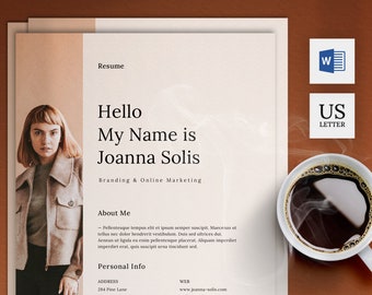 Professional Resume Template | Modern CV Template Word | 4 Page CV Design | CV Template with Photo | Minimal Curriculum Vitae
