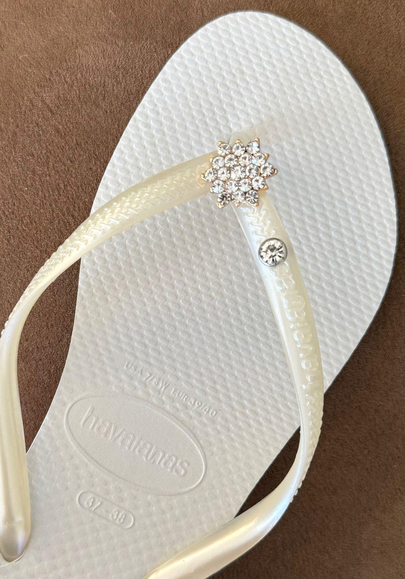 Chanclas HAVAIANAS Originales Mujer Slim con Flor y Cristales y Charm Personalizado imagen 7
