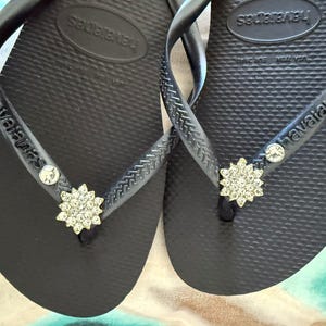Chanclas HAVAIANAS Originales Mujer Slim con Flor y Cristales y Charm Personalizado imagen 1