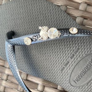 Chanclas HAVAIANAS Originales Mujer Slim con Oso o Búho de Cristal + 2 Cristales y Charm Personalizado imagen 9