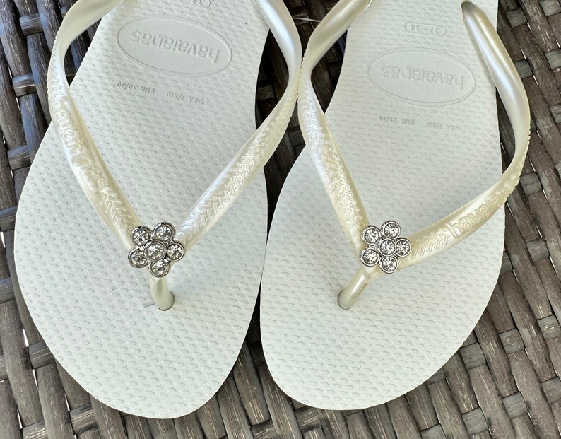 Original HAVAIANAS Flip Flops Women Slim with Flower and Personalized Charm image 3