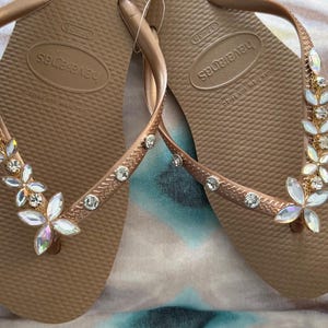 Original HAVAIANAS Flip Flops Women Slim with Crystal Flower Charm + 3 Crystals image 7