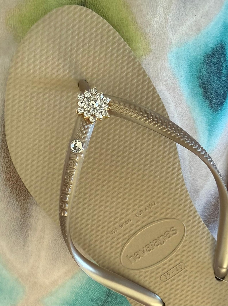 Chanclas HAVAIANAS Originales Mujer Slim con Flor y Cristales y Charm Personalizado imagen 10