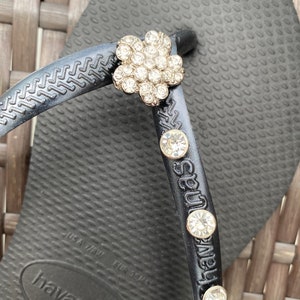 Original HAVAIANAS Flip Flops Women Slim with Flower and Crystal and Personalized Charm
