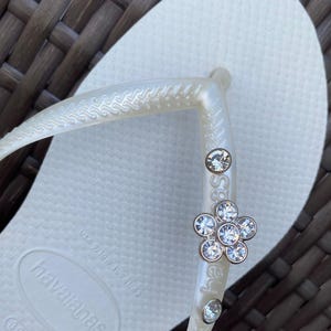 Original HAVAIANAS Flip Flops Women Slim with Flower + Crystals and Personalized Charm image 8