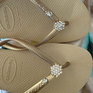 Chanclas HAVAIANAS Originales Mujer Slim con Flor y Cristales y Charm Personalizado SAND GREY  6