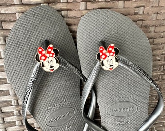 Original HAVAIANAS Flip Flops Women Slim with Minnie and Personalized Charm