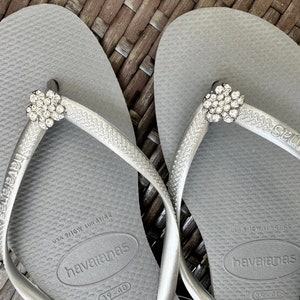 Original HAVAIANAS Flip Flops Women Slim with Flower Crystals