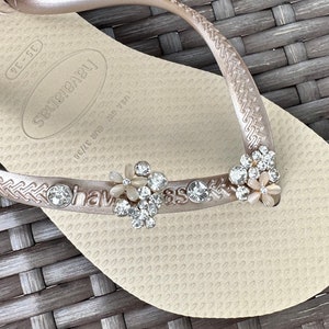 Original HAVAIANAS Flip Flops Women Slim with Crystal and Personalized Charm