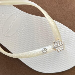 Chanclas HAVAIANAS Originales Mujer Slim con Flor y Cristales y Charm Personalizado imagen 6