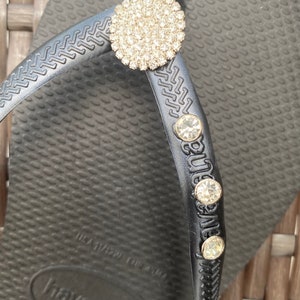 Original HAVAIANAS Flip Flops Women Slim with Flower + Crystal and Personalized Charm