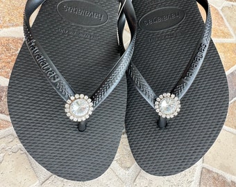 Original HAVAIANAS SLIM Flip Flops with Flower and Personalized Charm
