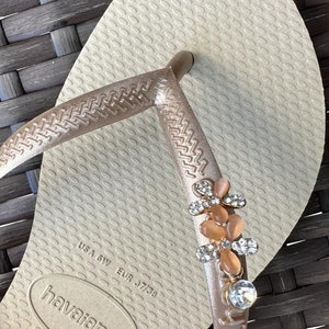 Original HAVAIANAS Flip Flops Women Slim with Crystal and Personalized Charm