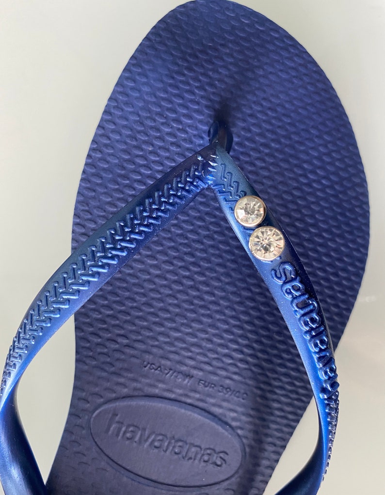 Original HAVAIANAS Flip Flops Women Slim with 2 Crystal image 4