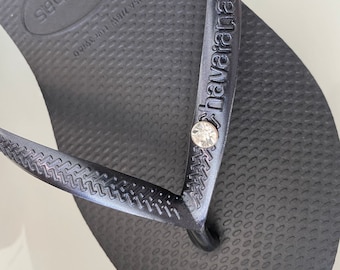 Original HAVAIANAS SLIM Flip Flops with Crystal  and  Personalized Charm