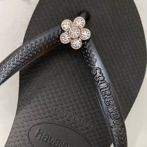 Original HAVAIANAS Flip Flops Women Slim with Flower and Personalized Charm Black 6