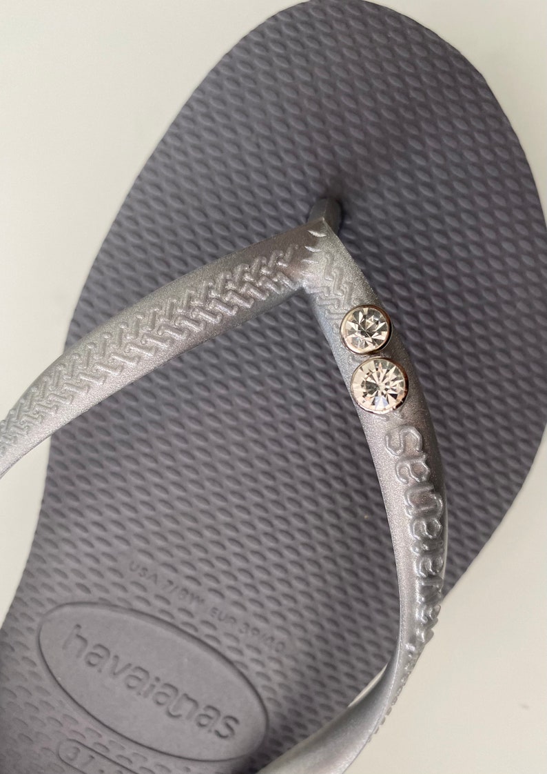 Original HAVAIANAS Flip Flops Women Slim with 2 Crystal image 5