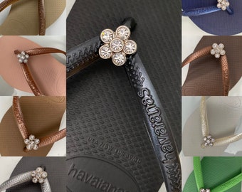 Original HAVAIANAS Flip Flops Women Slim with Flower and Personalized Charm