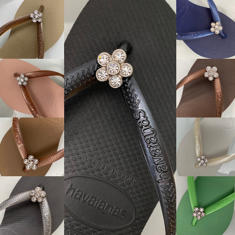 Original HAVAIANAS Flip Flops Women Slim with Flower and Personalized Charm image 1